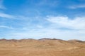 Sand dunes of the desert under blue sky - beautiful natural back Royalty Free Stock Photo