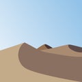 Sand dunes in the empty desert. Minimalist landscape. Vector illustration, flat design