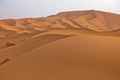 Sand dunes in Erg Chebbi at sunrise, Sahara desert, Morocco Royalty Free Stock Photo