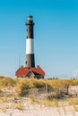 Sand dunes and Fire Island Lighthouse on Long Island, New York Royalty Free Stock Photo