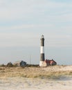 Sand dunes and the Fire Island Lighthouse in Long Island, New York Royalty Free Stock Photo