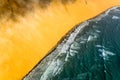 Sand dunes of Namib desert from aircraft on Skeleton coast in Namibia