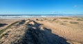 Sand dunes between Pacific ocean and the Santa Maria river at the Rancho Guadalupe Sand Dunes Preserve on the central coast of Royalty Free Stock Photo