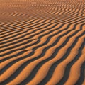 Sand dunes with pronounced, wavy patterns, shaped by wind erosion Royalty Free Stock Photo