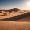 Sand dunes and sand storm in the desert. Royalty Free Stock Photo