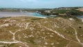 Sand dunes on the southern coast of Ireland, top view. Beautiful Irish landscape Royalty Free Stock Photo