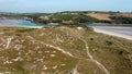 Sand dunes on the southern coast of Ireland, top view. Beautiful landscape Royalty Free Stock Photo