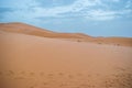 Sand dunes during sunset in Erg Chebbi desert, near Merzouga, Sahara Desert, in Morocco. Royalty Free Stock Photo