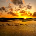 Sand dunes at sunset. Maspalomas, Gran Canaria, Spain Royalty Free Stock Photo