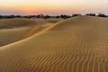 Sand dunes in Thar desert at sunset. Jaisalmer. India Royalty Free Stock Photo