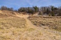 Sand dunes with traces of people on a sand path down. Indiana Dunes National Lakeshore, USA Royalty Free Stock Photo