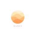 Sand dunes vector icon. Desert landscape logo template. Abstract round flat style logotype.