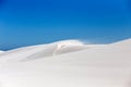 Sand Dunes in the wind with blue sky and trees