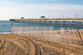 Sand Fence on Buckroe Beach Near Fishing Pier Royalty Free Stock Photo