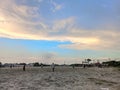 Sand field playing younger boys a group of people in a field Royalty Free Stock Photo