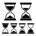 Sand Glass Clock Icons Set. Vector