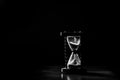 Sand glass, hour glass, minute glass. Time goes by. Passing, time out, runs off. Royalty Free Stock Photo