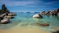 Sand Harbor Lake Tahoe Long exposure blue sky Royalty Free Stock Photo