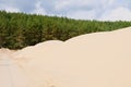 Sand heaps. Construction industry. Sand quarry. Horizontal photo.