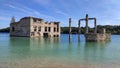 Sand Hills of Quarry With a Pond and Abandoned Prison in Rummu Estonia Europe.