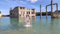 Sand Hills of Quarry With a Pond and Abandoned Prison in Rummu Estonia Europe.