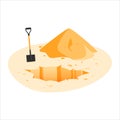 Sand hole and heap, cartoon vector icon Royalty Free Stock Photo
