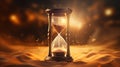 Sand hourglass flowing background. Generative ai