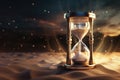 Sand hourglass flowing background. Generative ai