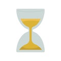 Sand hourglass flowing. Time measuring Vector. Glass object instrument. Clock icon element. Royalty Free Stock Photo