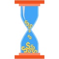 Sand hourglass money time clock vector icon Royalty Free Stock Photo