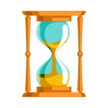 Sand hourglass time leak concept flat design vector illustration