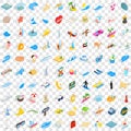 100 sand icons set, isometric 3d style