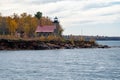 Sand Island Lighthouse in Wisconsin on Lake Superior in the Apostle Islands National Lakeshore - taken in the fall season Royalty Free Stock Photo