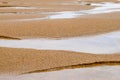 Sand landscape at low tide with water grooves