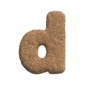 Sand letter D - Lowercase 3d beach font - Holidays, travel or ocean concepts
