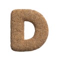 Sand letter D - Capital 3d beach font - Holidays, travel or ocean concepts