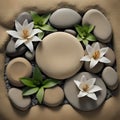 sand, lily and spa stones in zen garden - generated by ai Royalty Free Stock Photo