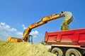 Sand loading in a dump-body truck