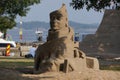 Sand mans faces sculpture in Kristiansand, Norway