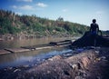 sand miners on the cisanggarung river west java cirebon area