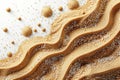 Sand particles on white background, simple, minimalistic, ized, flat design, sand wave effect, top view, no shadows, no refle Royalty Free Stock Photo