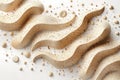 Sand particles on white background, simple, minimalistic, ized, flat design, sand wave effect, top view, no shadows, no refle Royalty Free Stock Photo