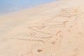 Sand and PATTAYA writed on sand Royalty Free Stock Photo