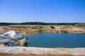 Sand pit filled with water. A developed, flooded quarry. Royalty Free Stock Photo