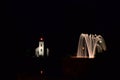 Escanaba Upper Michigan Park With Sand Point Lighthouse At Night