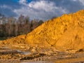 Sand quarried from the Kinnerton Sandstone Formation - red-brown to yellow sandstone