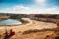 Sand quarry landscape, mine environment, industry
