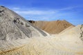 Sand quarry mounds of varied sands color