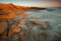 Sand rocks beach, desert beside the sea, Sharqiya, Oman