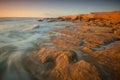 Sand rocks beach, desert beside the sea, Sharqiya, Oman